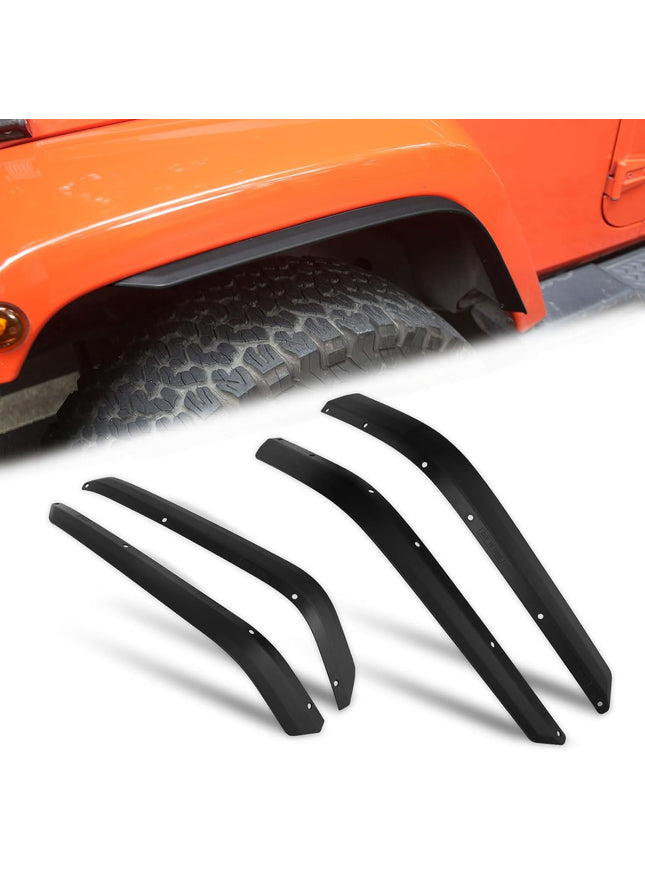 Front & Rear Fender Flares Compatible with 2007-2018 Jeep Wrangler JK JKU, Off-Road Wheel Flares Liner 4 PCS