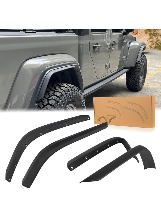 Front & Rear Fenders Compatible with 2020-2024 Jeep Wrangler Gladiator JT Sport & Willys( Fit JT Original low Fender )