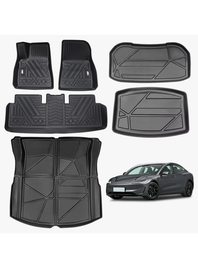 All-Weather TPE Floor Mats for Tesla Model Y 2021-2022 - Waterproof, Anti-Slip, Full Coverage Car Floor Liners 6 PCS set